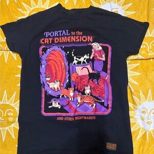 Black Steven Rhodes Cat Dimension Graphic T-Shirt